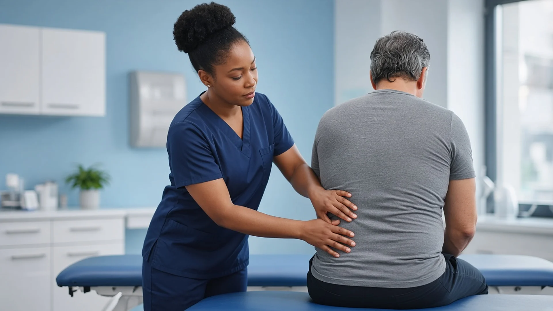 Clinician treating a patient's lower back